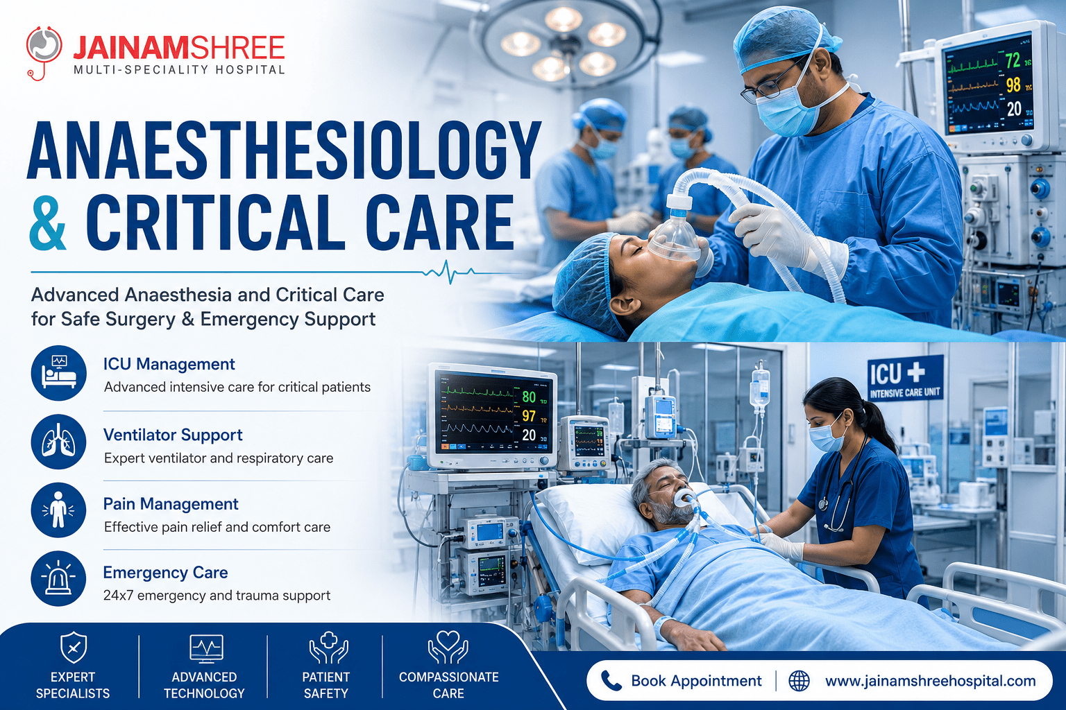 Human urinary system anatomy showing kidneys, ureters, and renal blood vessels. Expert kidney disease diagnosis and nephrology treatment at Jainamshree Multispeciality Hospital, Bhopal.